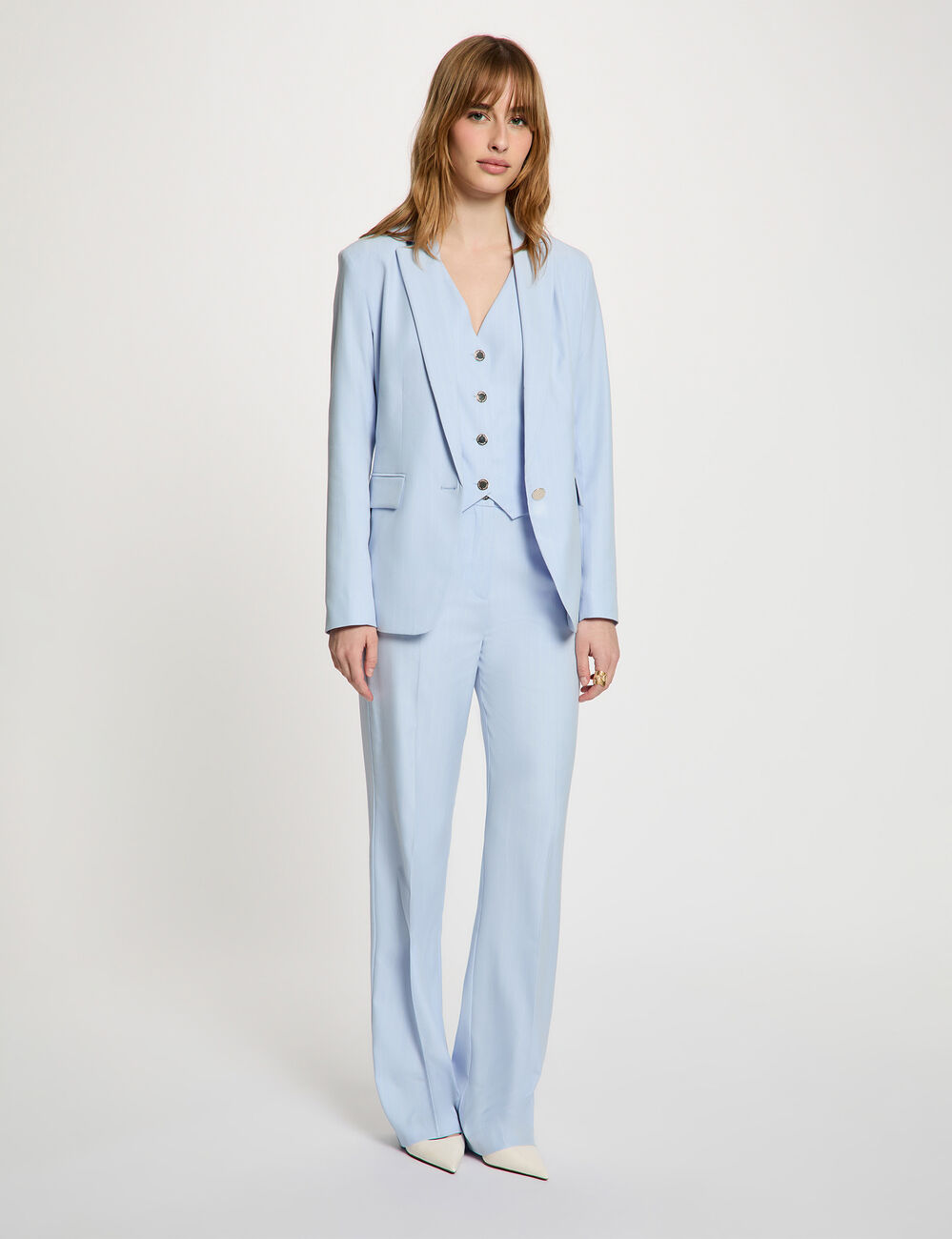 Veste ajust&eacute;e rayures bleu ciel femme