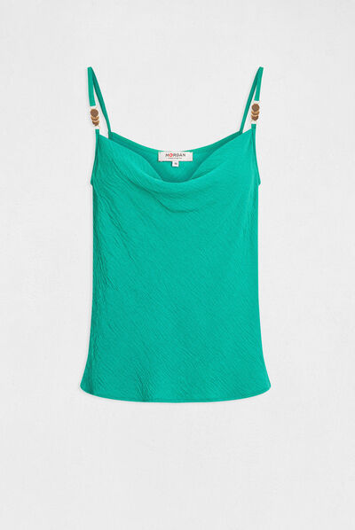 Tanktop met dunne bandjes en col groen vrouw