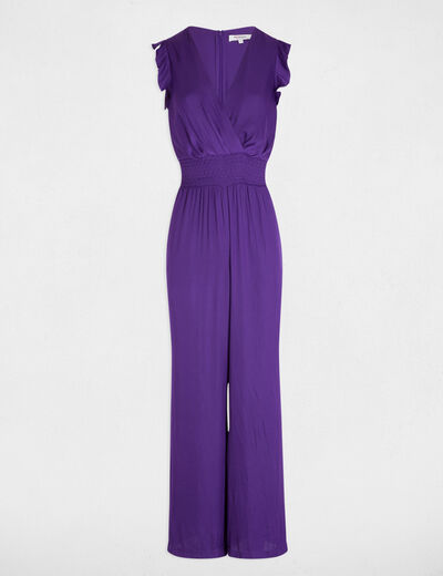 Combinaison longue fluide violet femme