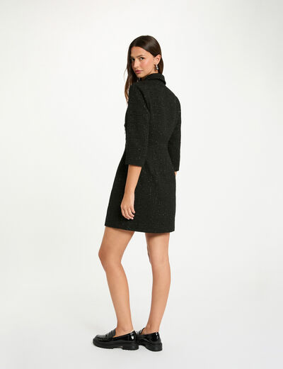 Robe courte tweed noir femme
