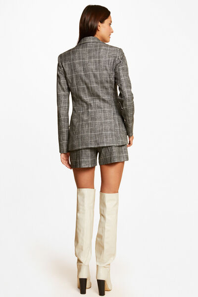 Short city ajusté à carreaux gris moyen femme