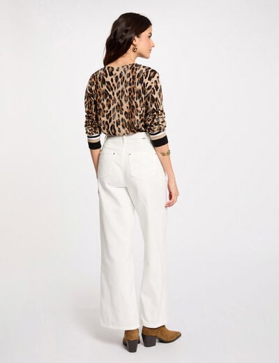 Pull col rond imprimé léopard multicolore femme