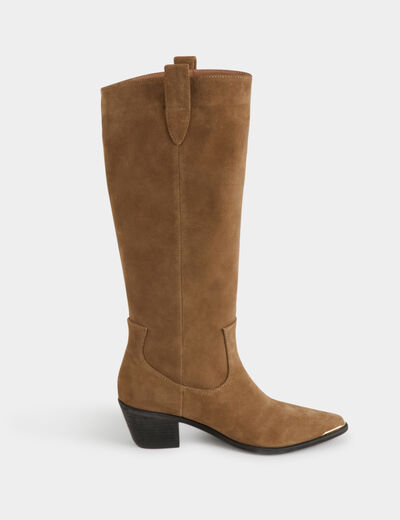 Baskets en cuir beige femme