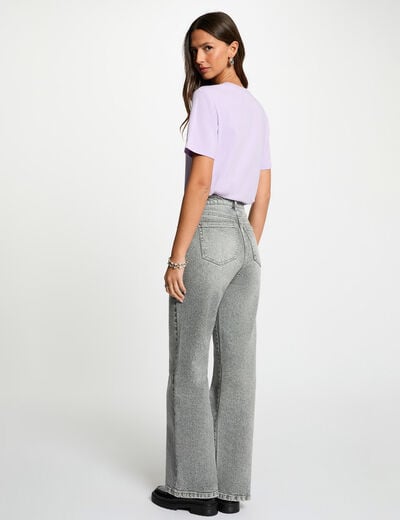 T-shirt met strass en korte mouwen mauve vrouw