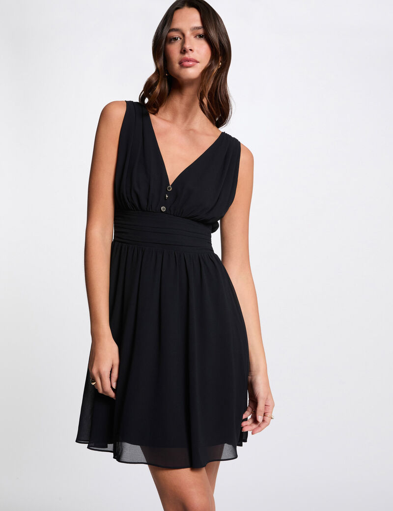 Robe courte évasée fluide bleu marine femme