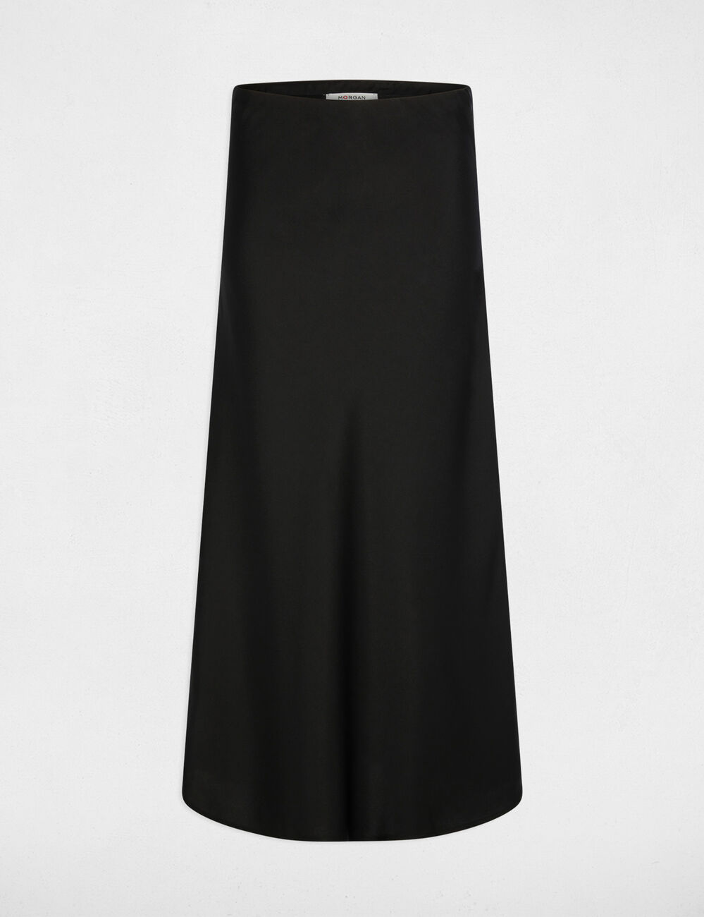 Jupe longue satinée noir femme