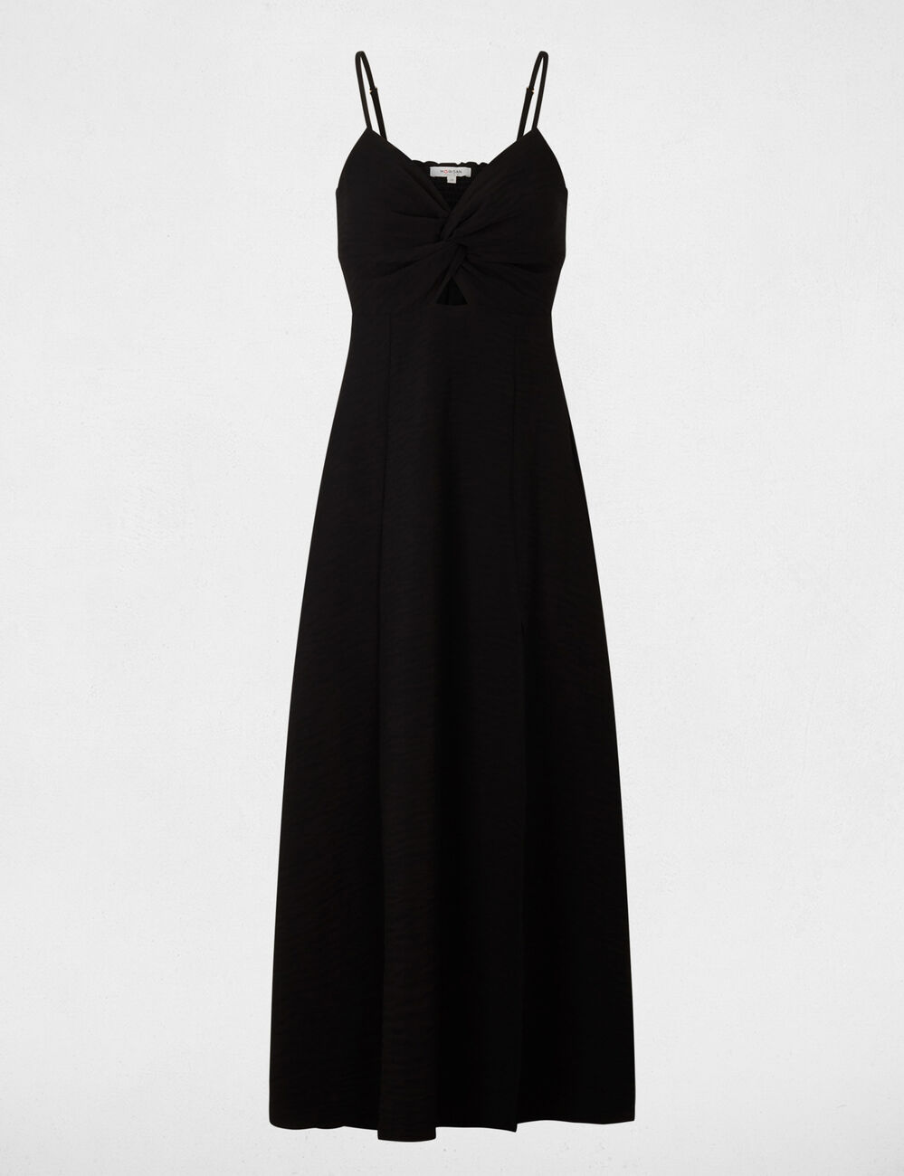 Robe longue col v noir femme