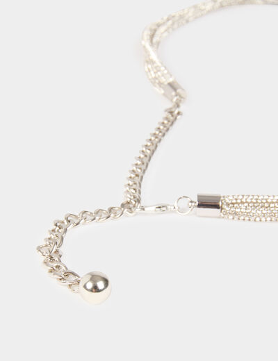 Ceinture fine à strass couleur argent femme