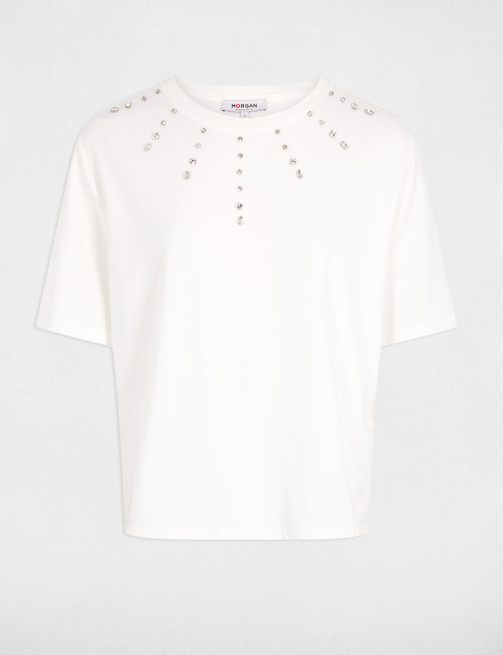 Recht T-shirt met korte mouwen helder wit vrouw