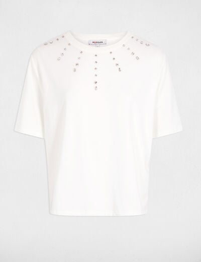 Recht T-shirt met korte mouwen helder wit vrouw