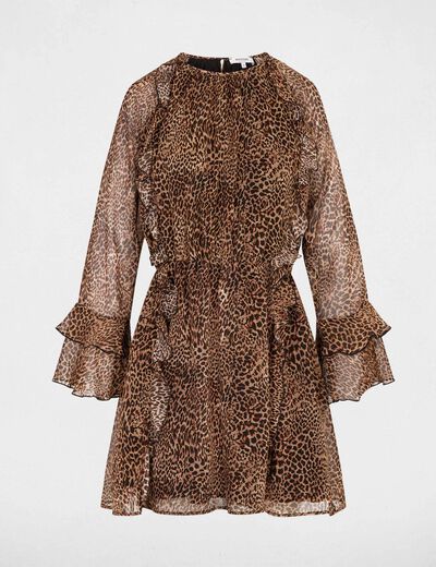 Robe courte évasée multicolore femme