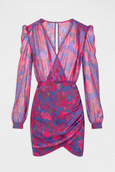 Gedrapeerde jurk met bloemenprint veelkleurig vrouw