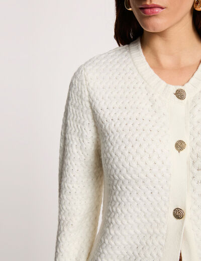 Gilet droit col rond blanc femme