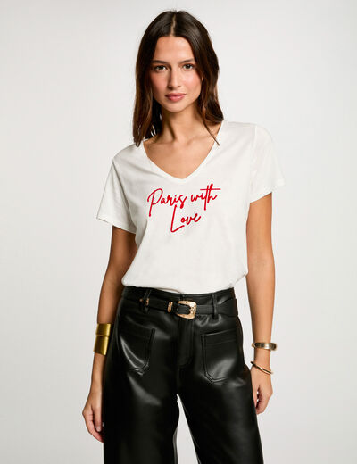T-shirt à inscription blanc femme