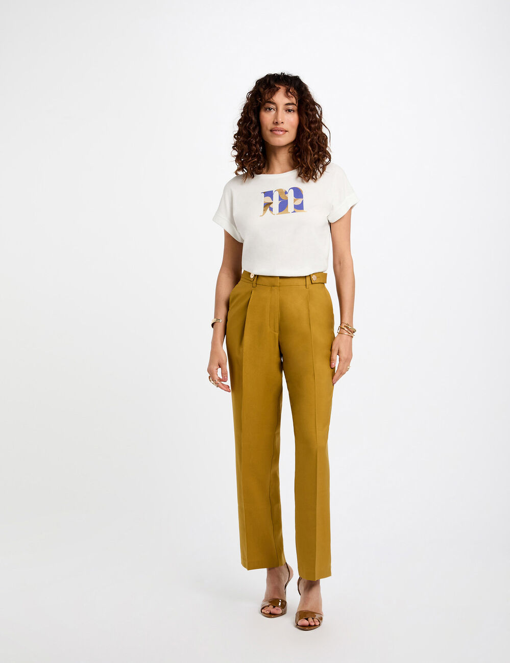 T-shirt met opschrift helder wit vrouw