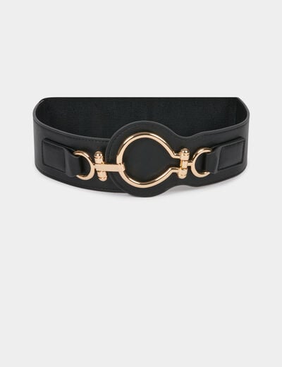 Ceinture &eacute;lastiqu&eacute;e large noir femme