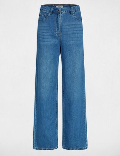Pantalon large taille haute denim stone femme