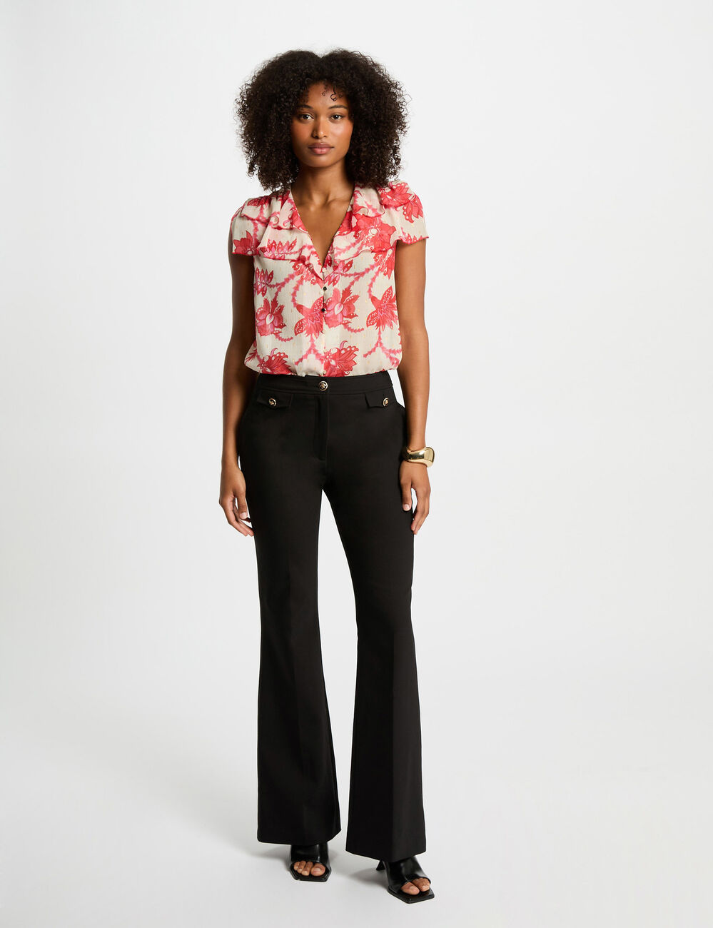 Pantalon bootcut noir femme