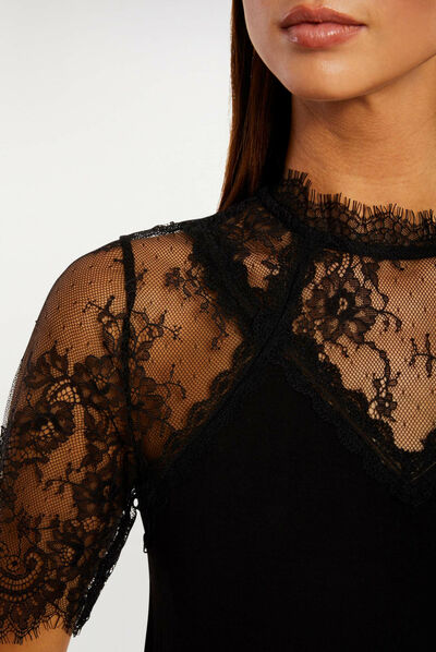 T-shirt à manches courtes noir femme