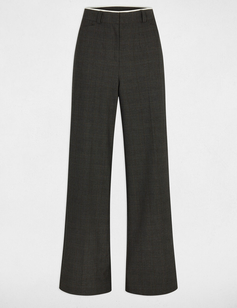 Pantalon large taille haute gris moyen femme