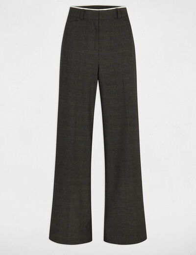 Pantalon large taille haute gris moyen femme