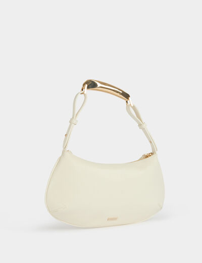 Sac anse m&eacute;tallique blanc femme