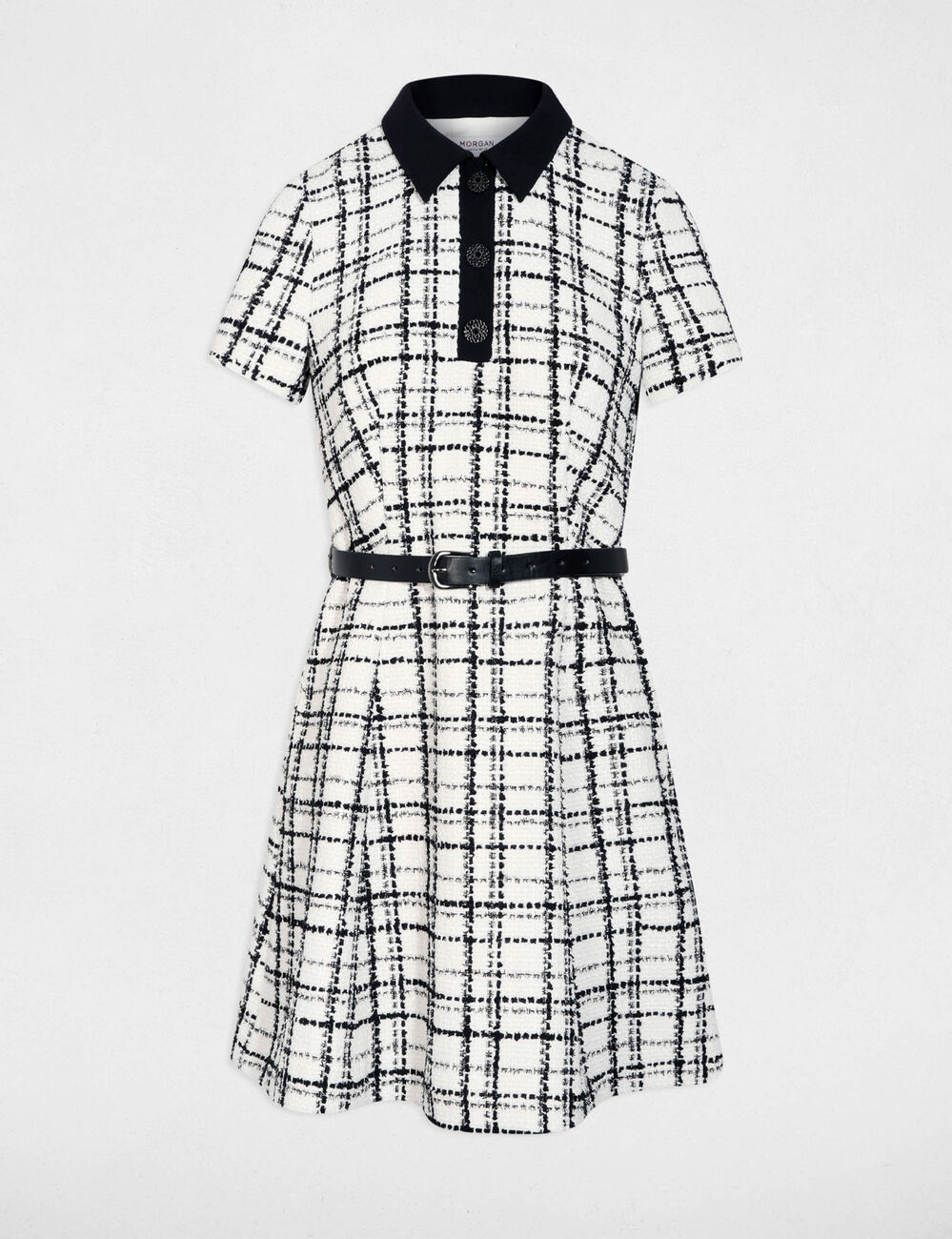 Korte, uitlopende jurk meerkleurig vrouw