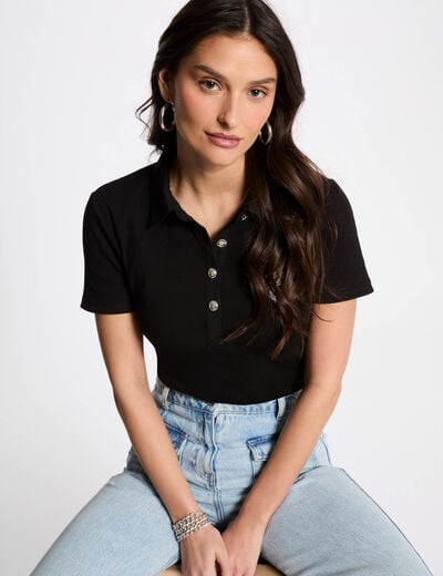 T-shirt met korte mouwen zwart vrouw