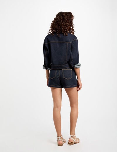 Kort jeansjack ruw denim vrouw