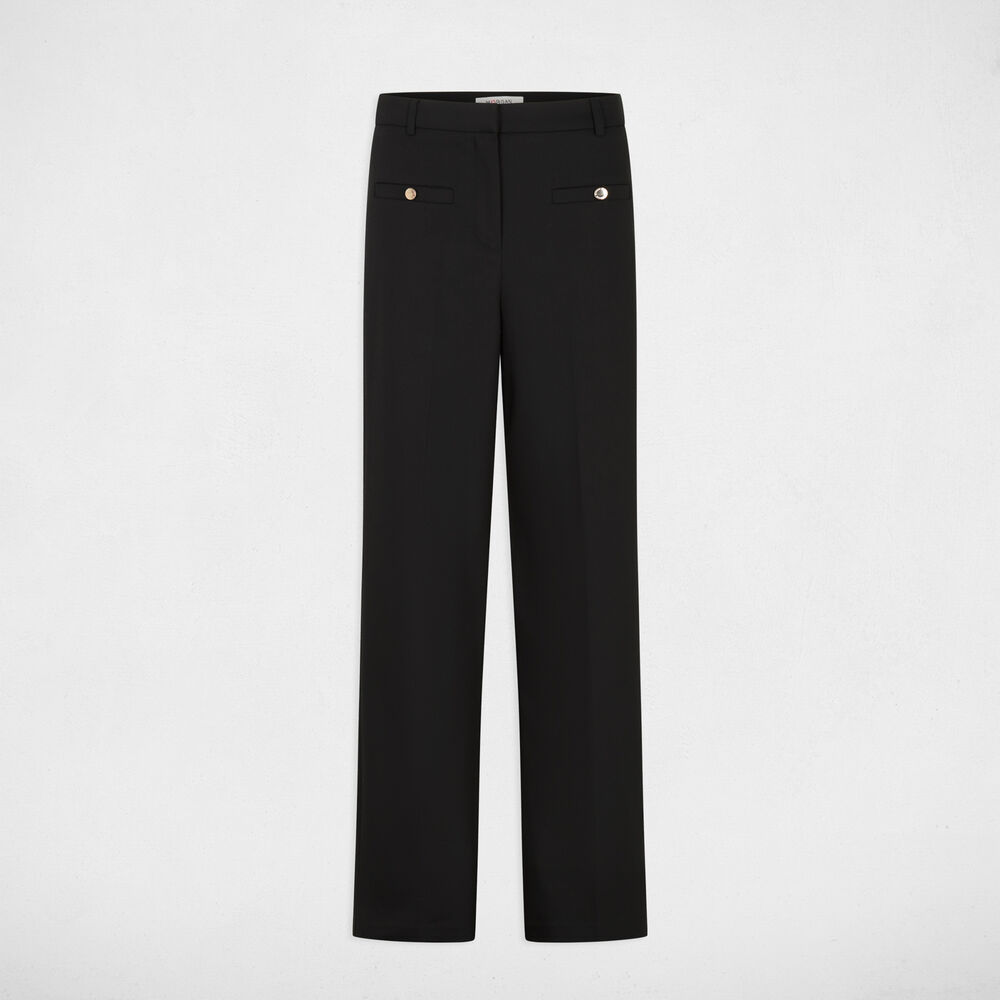 Hoge taille wijde broek zwart vrouw