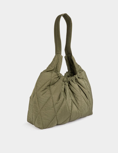 Sac matelassé porté-épaule vert kaki femme