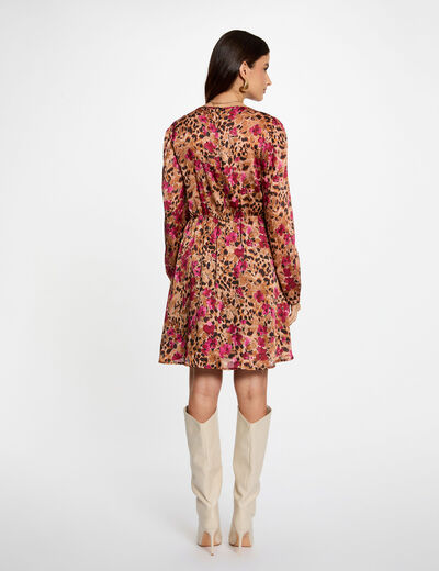 Robe courte plissée multicolore femme