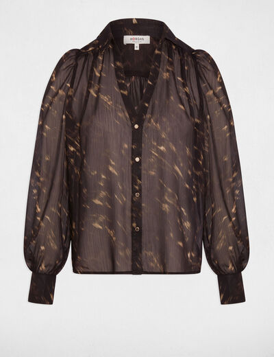 Blouse van voile met pofmouwen meerkleurig vrouw