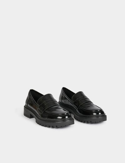 Mocassins vernis noir femme