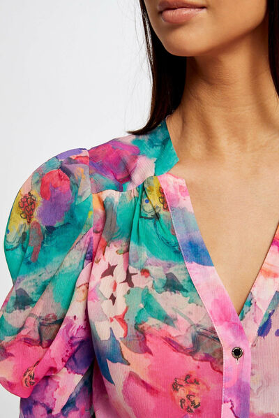 Chemise manches courtes imprimée multico femme
