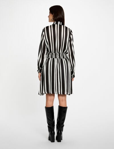 Robe droite rayée asymétrique multicolore femme