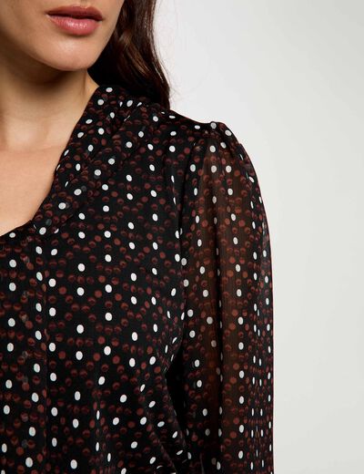 Blouse van voile met lavalli&egrave;rekraag meerkleurig vrouw