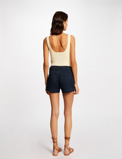 Pull débardeur avec col en V jaune paille femme