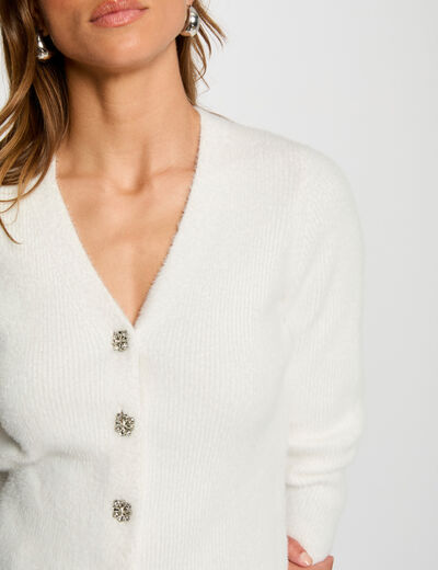 Vest met lange mouwen helder wit vrouw