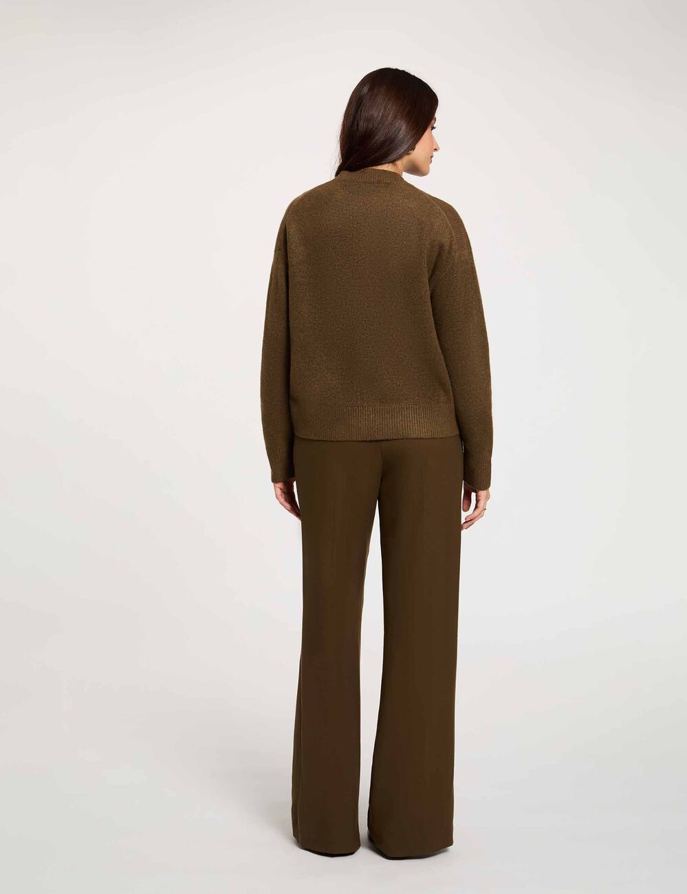 Hoge taille wijde broek brons vrouw