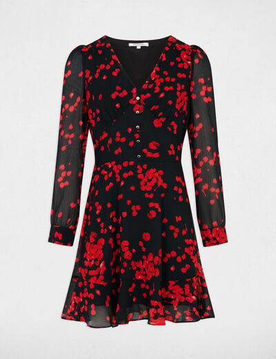 Robe courte évasée imprimée multicolore femme