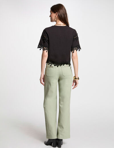 Jeans jambe large vert clair femme