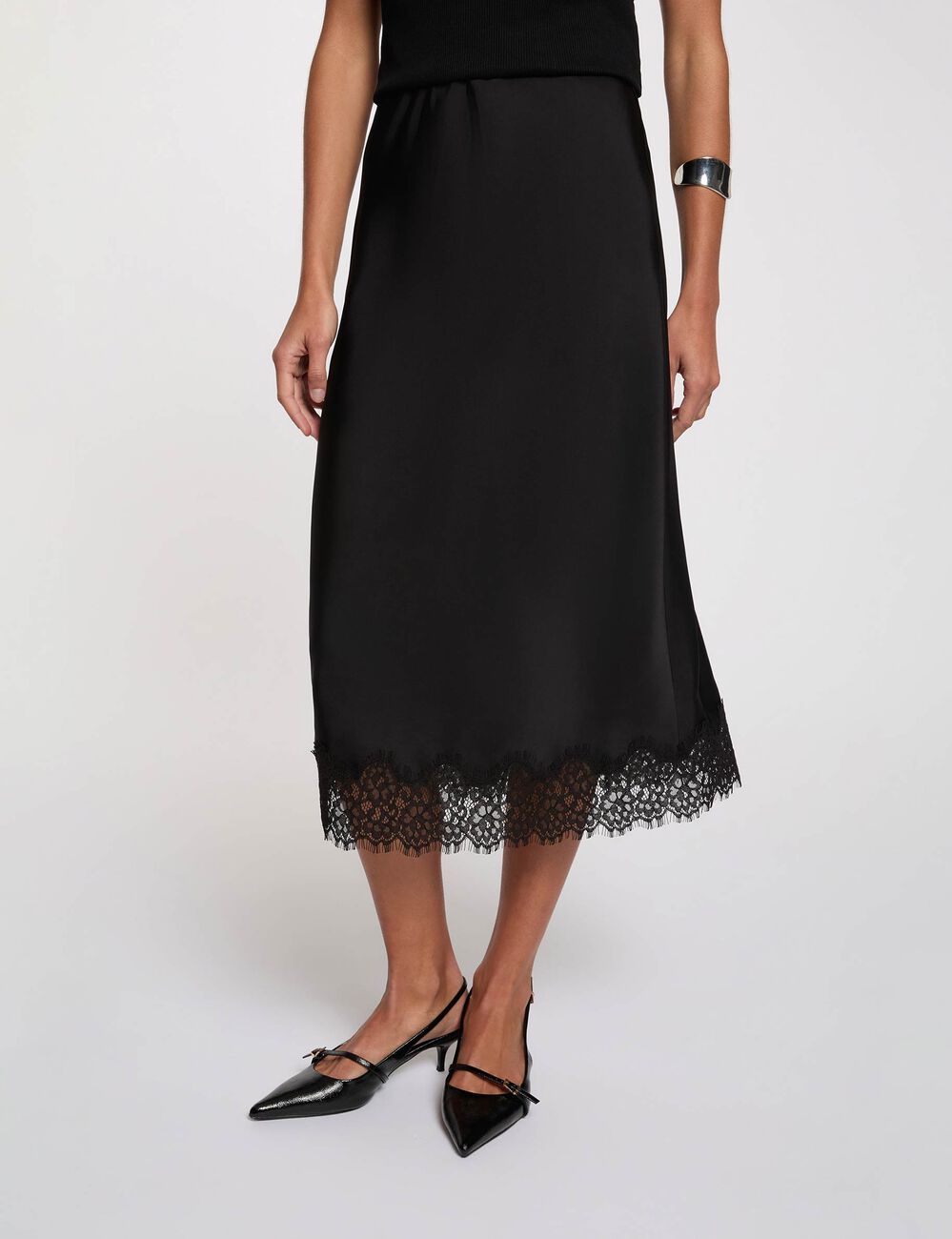 Lange kanten rok zwart vrouw