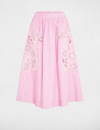 Jupe longue &eacute;vas&eacute;e rose femme