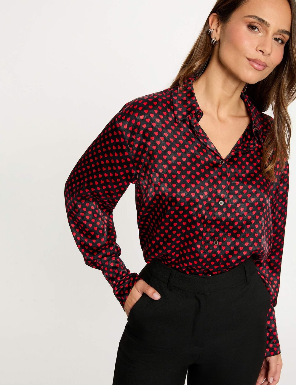 Chemise col &agrave; revers multicolore femme