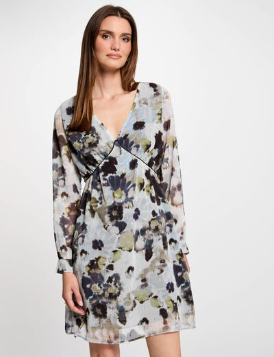 Robe courte droite imprim&eacute;e multico femme