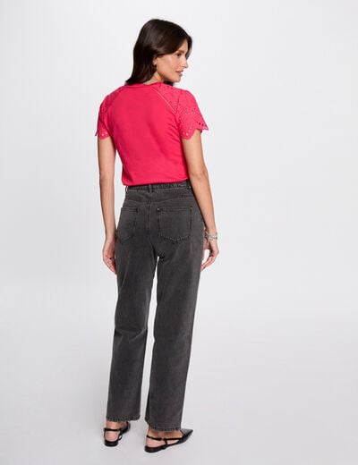 T-shirt met korte mouwen fuchsia roze vrouw