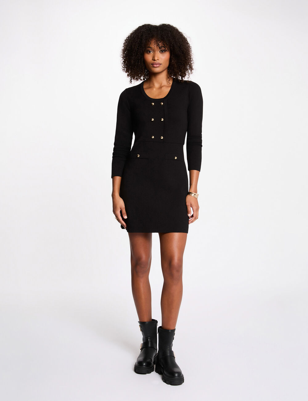 Robe courte trapèze noir femme
