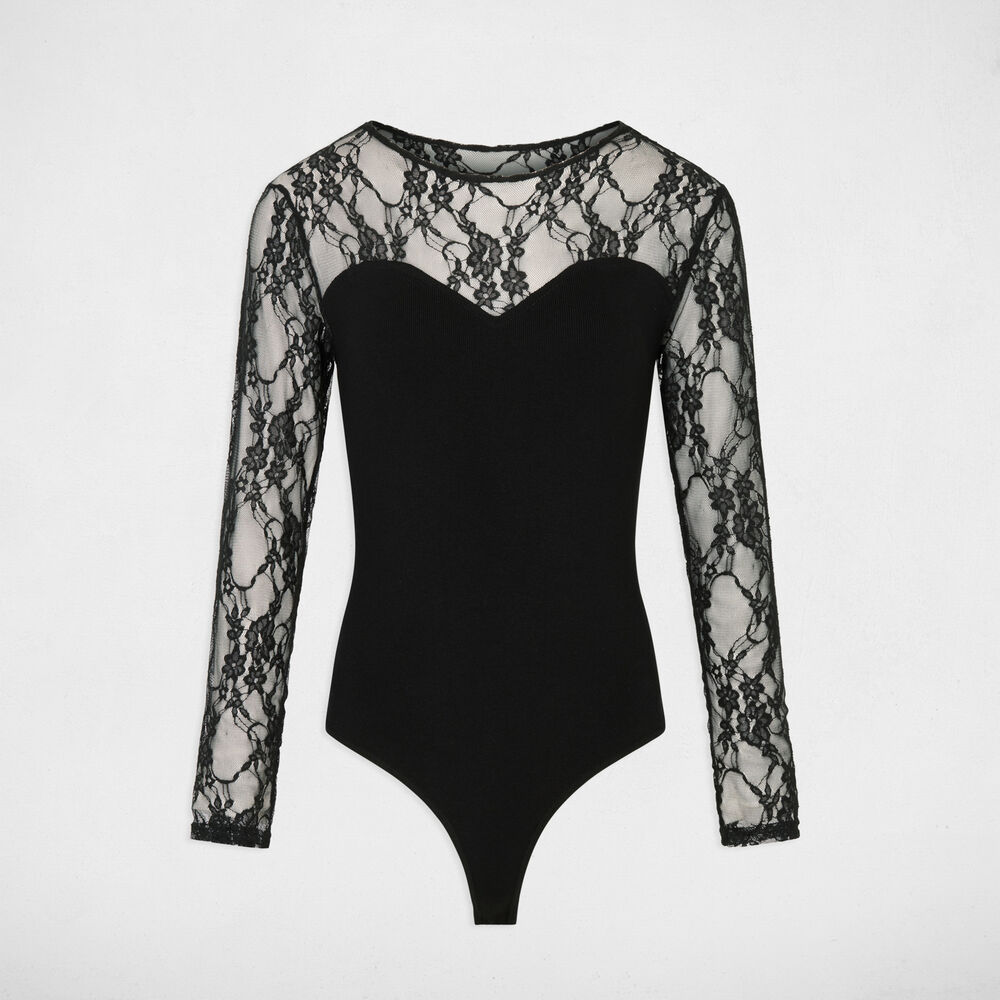 Body kant ronde hals zwart vrouw
