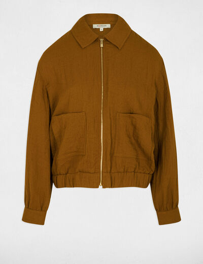 Geplooide oversized jas camel vrouw